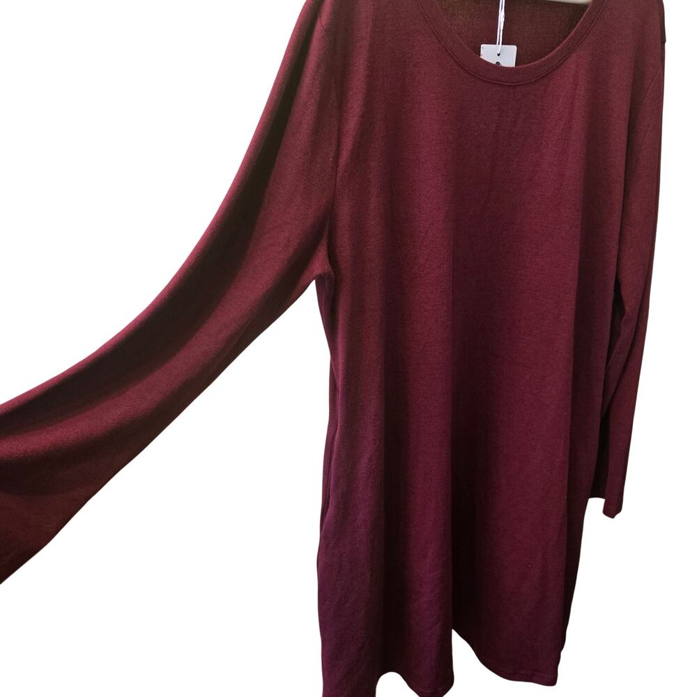 NWT Ofeefan XXL Red/Maroon/Burgundy Longsleeve Knit Dress w Buttons [0224] - Picture 3 of 11